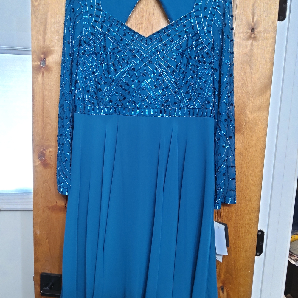 Elegant Teal Sequin Dress